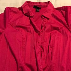 Pink 3/4 length sleeve button down shirt